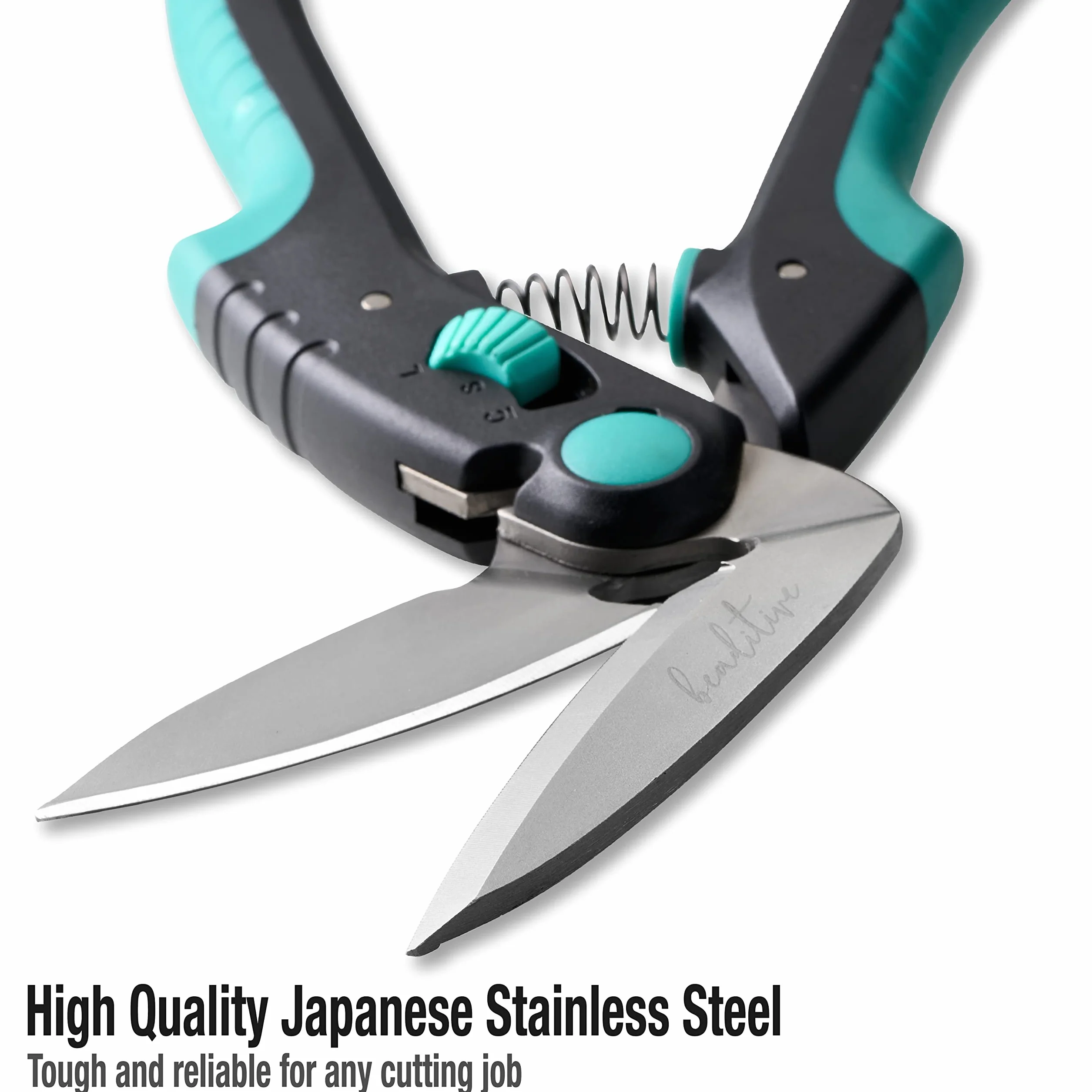 Beaditive - Tijeras curvadas versátiles resistentes 25 cm, acero inoxidable japonés, hoja dentada, tijeras industriales para tejidos gruesos, cuero, cartón, alfombras, césped artificial