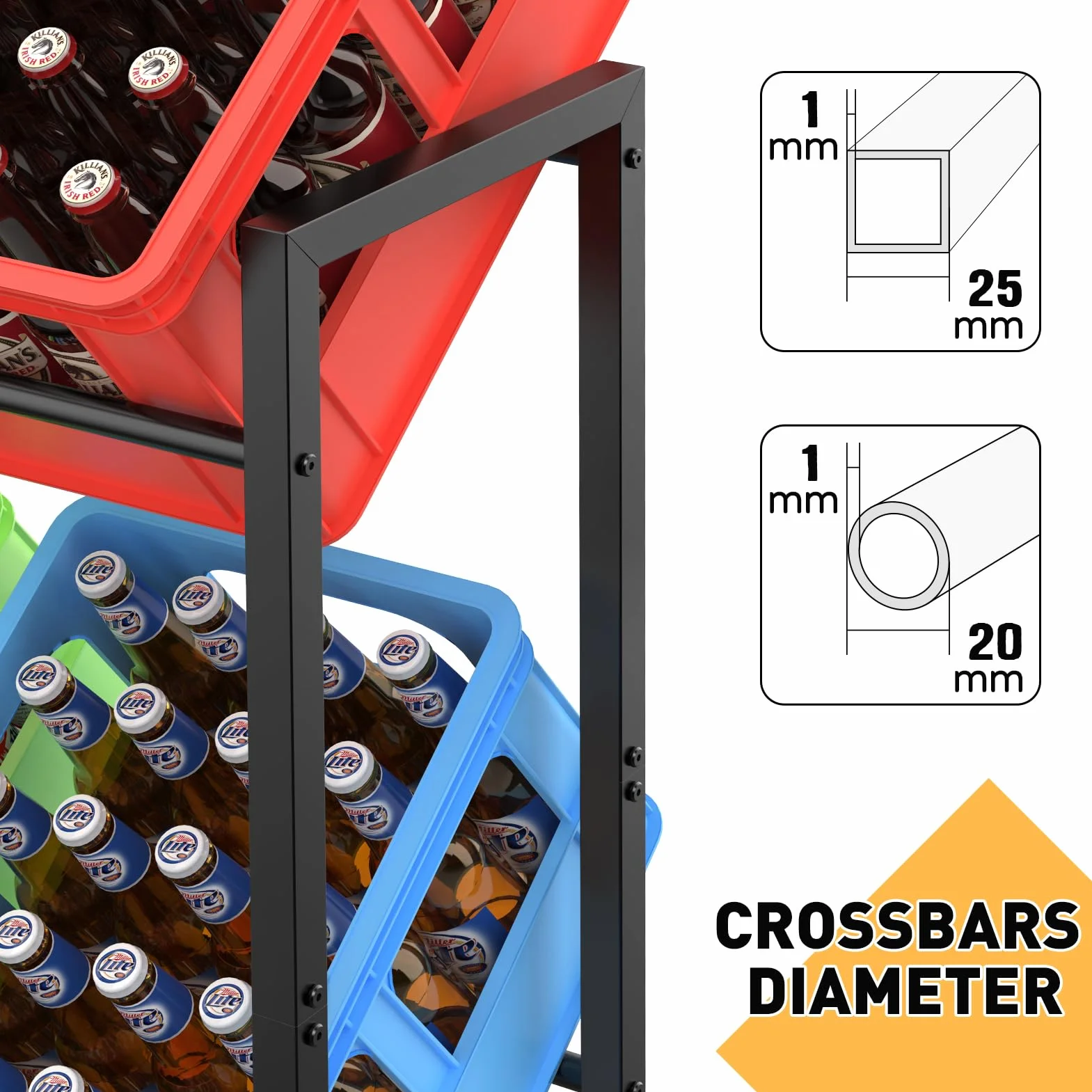 WELDUN Estantería para 6 cajas de bebidas, con 2 niveles para cerveza, frutas, verduras, agua, capacidad de carga 150 kg