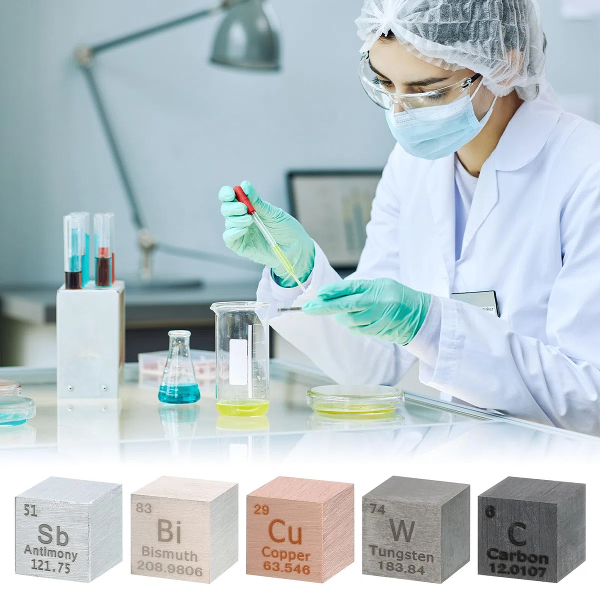 QUARKZMAN 2 Cubos Tungsteno 0.39 Pulgadas Cubo Elemento Metálico Alta Densidad Para Colección Elementos Químicos Aplicación En Experimentos Educación Científica Color Plateado