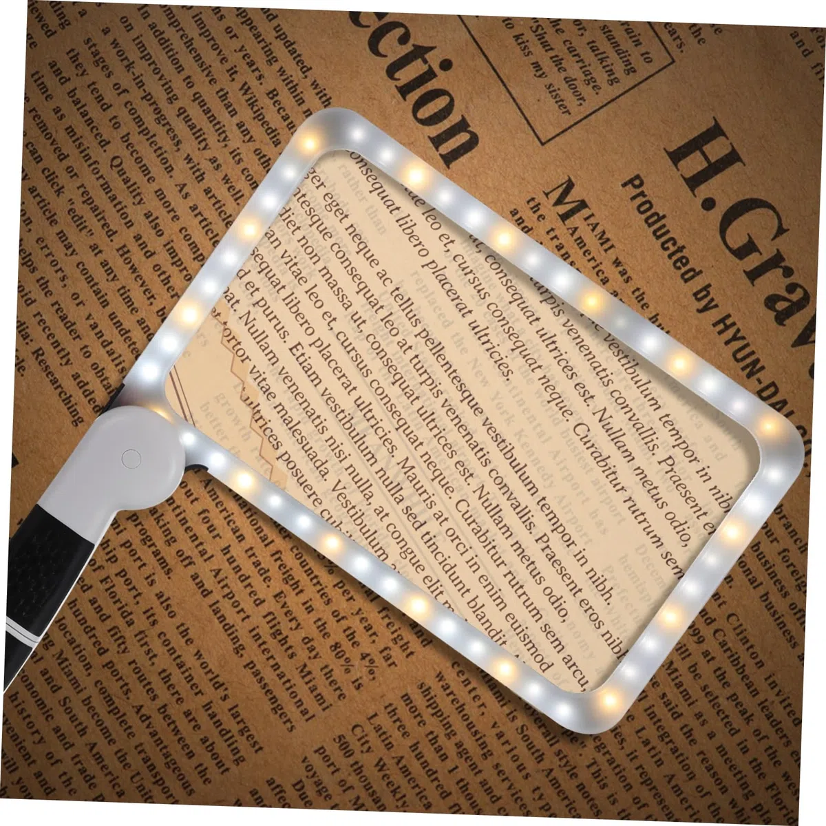Lupa de Lectura Rectangular 5X Plegable de Mano Color Oscuro | Abs, Goma y Acrílico, Diseño Portátil Mango Abatible, Uso en Exploración Científica y Apreciación de Joyas