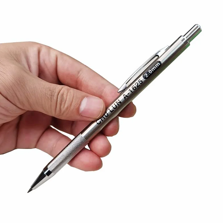 Lápiz mecánico de Metal de 2,0 mm, lápiz automático, Minas reemplazables 2B y HB, lápiz automático para Arte (1 lápiz) (4 Minas HB)