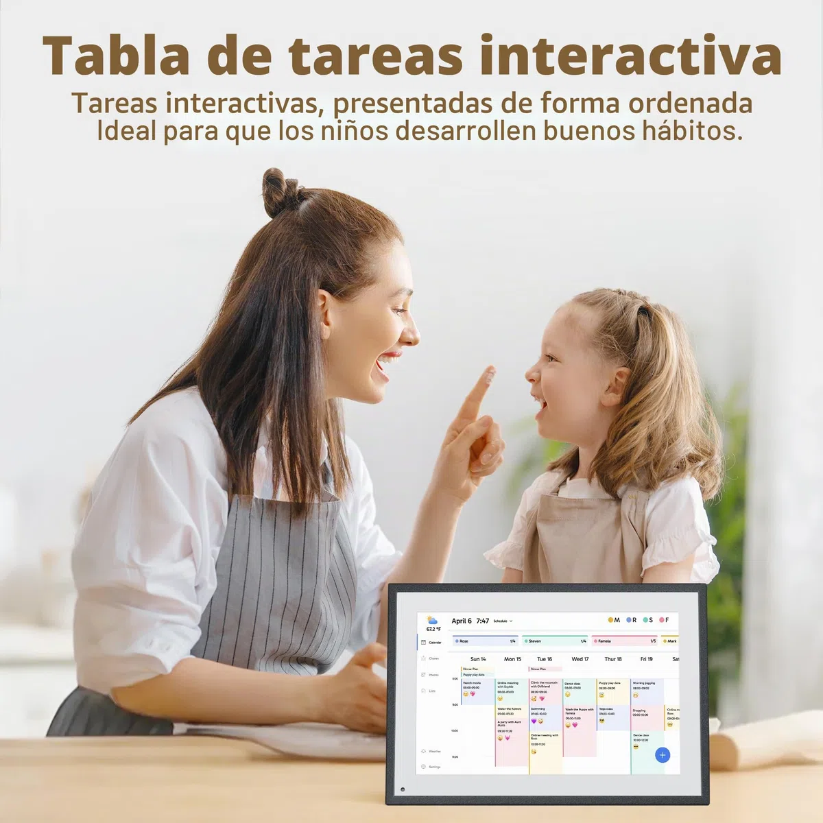 Dragon Touch Calendario Digital de Pared de 10,1 Pulgadas, Planificador de calendario electrónico con 32GB de Memoria, Calendario de Escritorio inteligente con Pantalla táctil, Negro