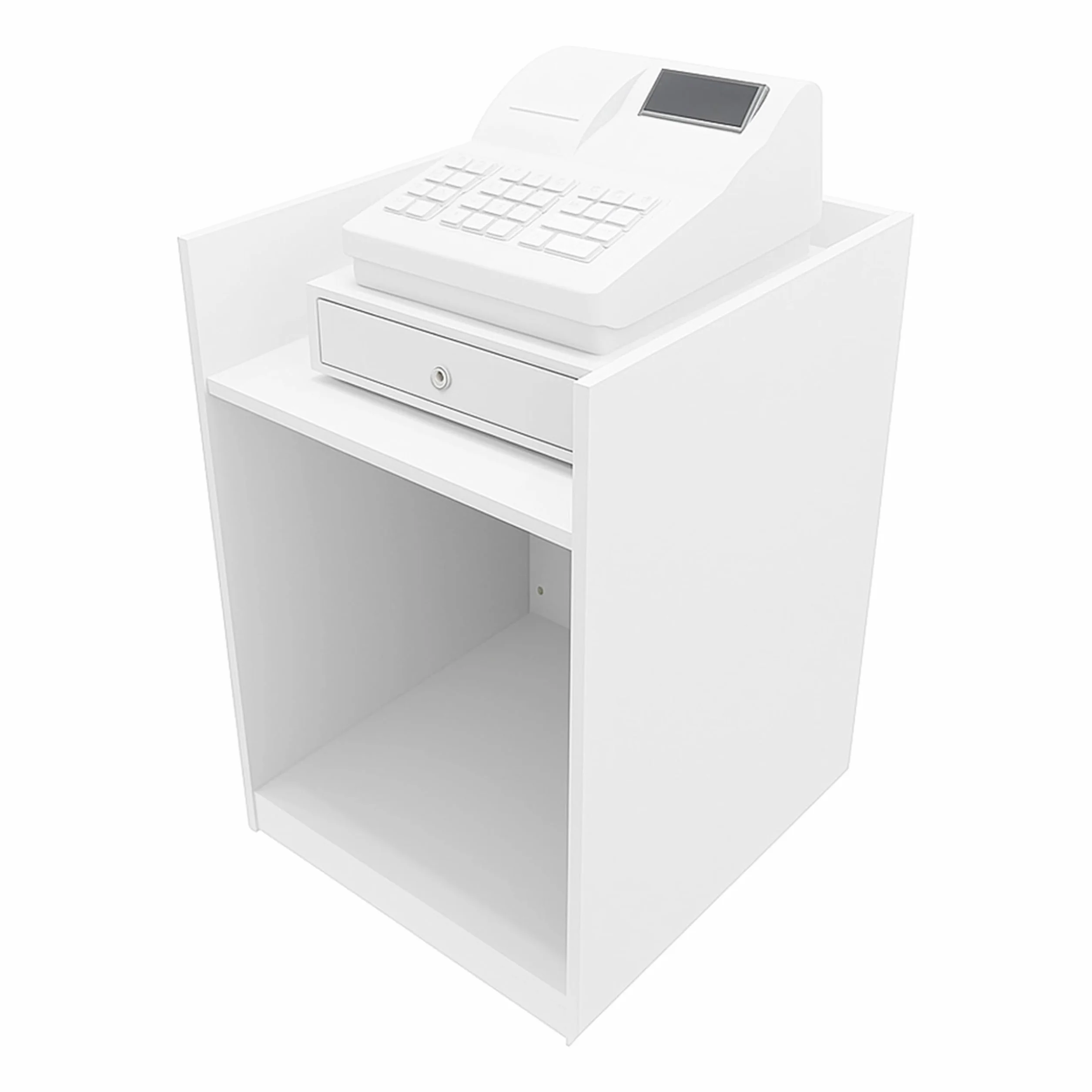 Mostrador para Caja Registradora MDF Blanco 60x60x90cm Modular Compacto 2 Estantes