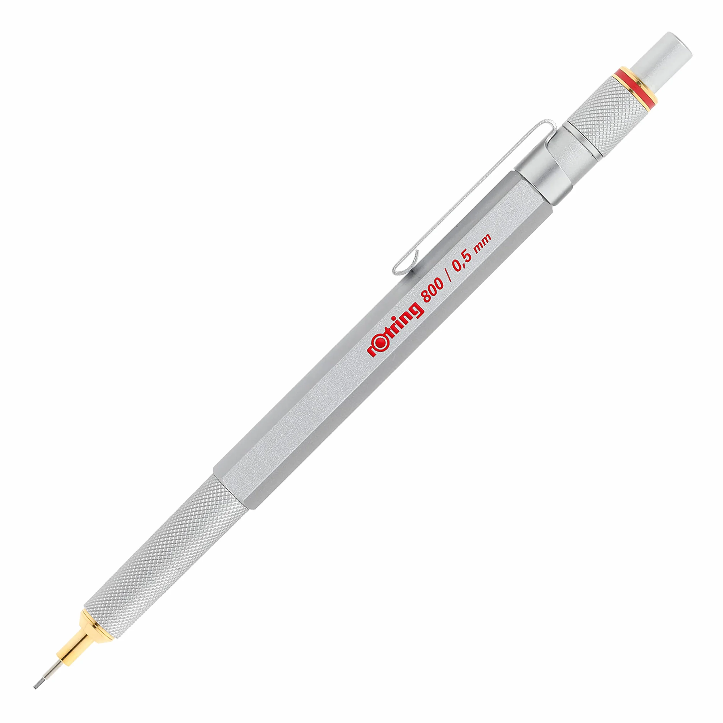 rOtring 800 portaminas | 0,5 mm | Cuerpo metálico plateado