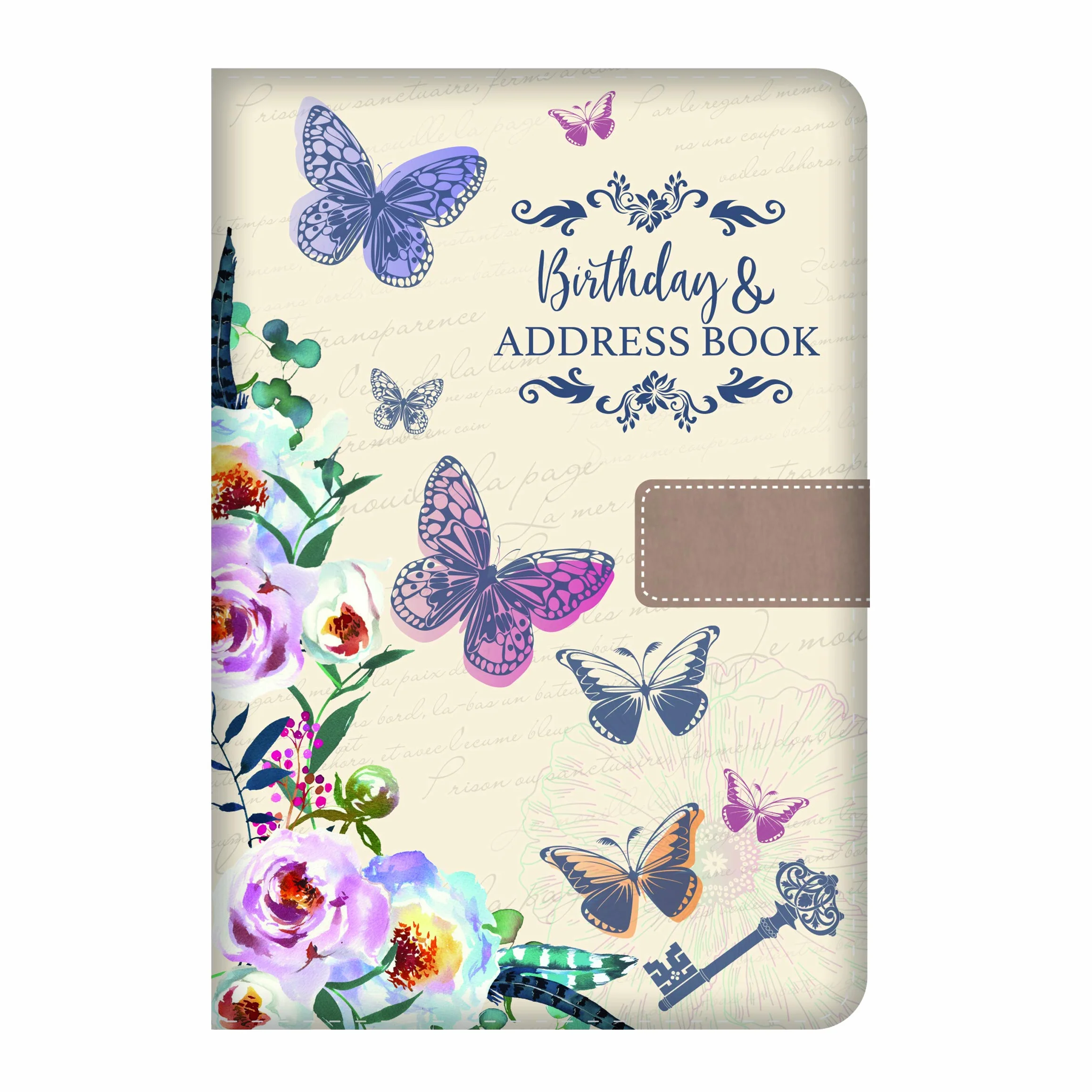 Libro de direcciones telefónicas y de cumpleaños, índice A-Z, bonita cubierta de tela estilo vintage, tamaño A5, cubierta acolchada suave, libro de direcciones y cumpleaños con cierre magnético,