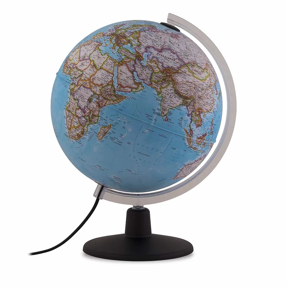 Tecnodidattica, Globo Terráqueo NATGEO Classic 30, Cartografía Físico-Política oficial National Geographic Classic, Iluminado y giratorio, Texto en Español, Diámetro 30 cm