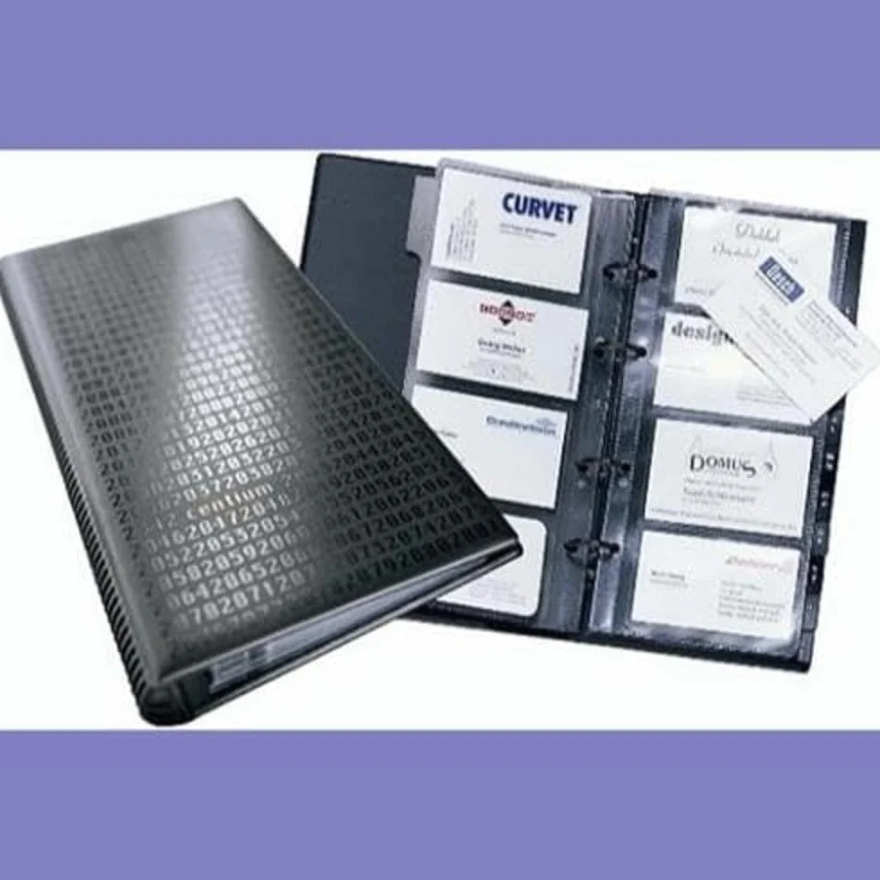 Visifix centium Carpeta de anillas para tarjetas de visita 200 tarjetas 90 x 57 mm 145 x 47 x 255 mm negro