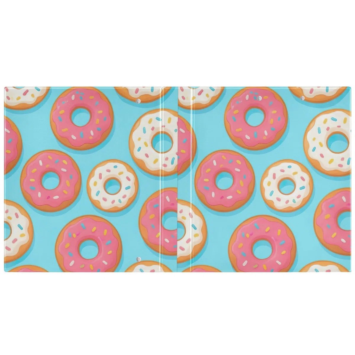 Carpeta de tres anillos con diseño de donas coloridas, color rosa, blanco y azul, carpeta de anillos en D, paquete de 2 | Con portapapeles y bolsillos, para escuela, universidad, oficina