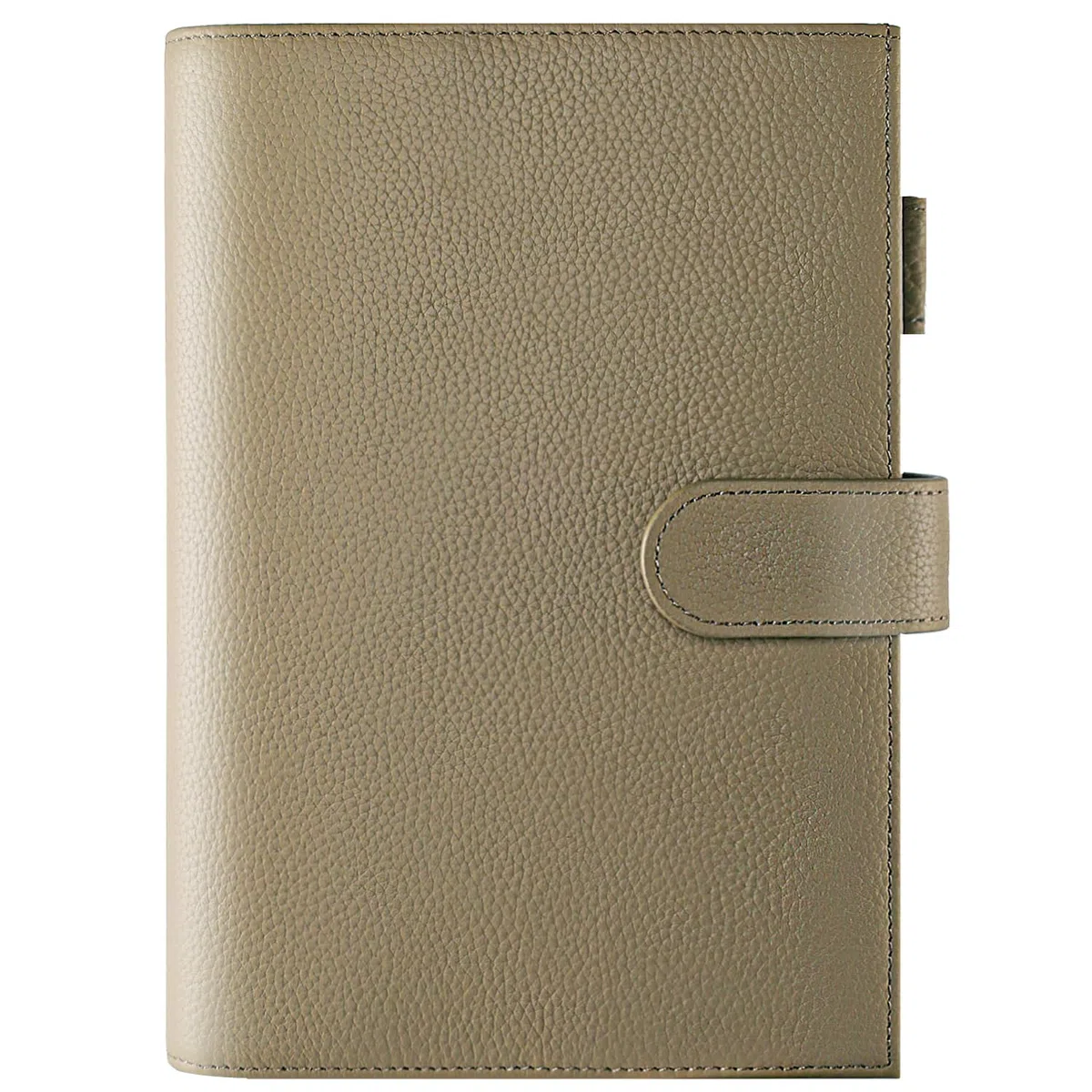 Ox Knight - Funda de cuero A5 para planificador, compatible con Hobonichi Cousin, Stalogy, Midori o Leuchtturm1917, portabolígrafo, ranuras para tarjetas, bolsillo trasero y marcadores (gris pardo)