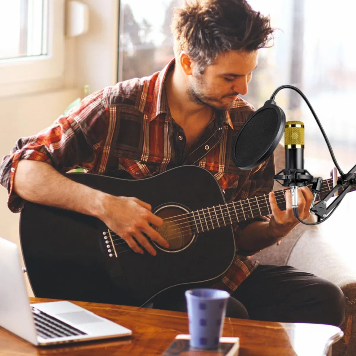Equipo de Grabación de Estudio Tarjeta Sonido Streaming con Soporte Y | Equipo De Transmisión En Kit Micrófono Fácil para Streaming, Accesorios Audio Suministros Equipo Grabación