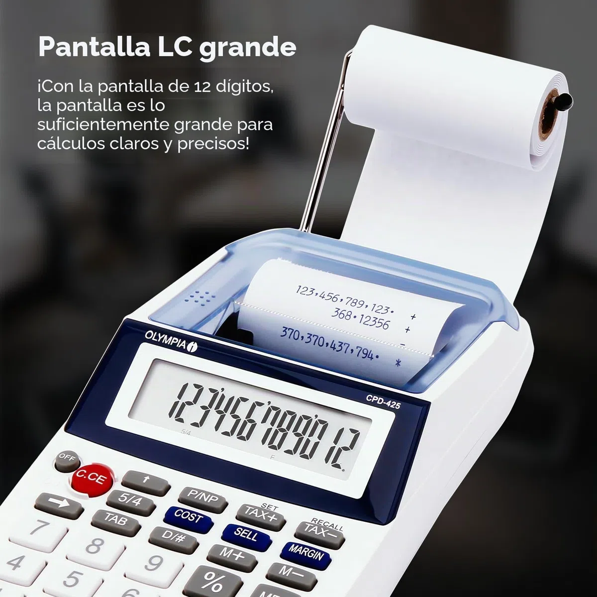 Olympia CPD 425 - Calculadora con impresión, pantalla LCD de 12 dígitos (119,9 x 102,2 x 45,7 mm)