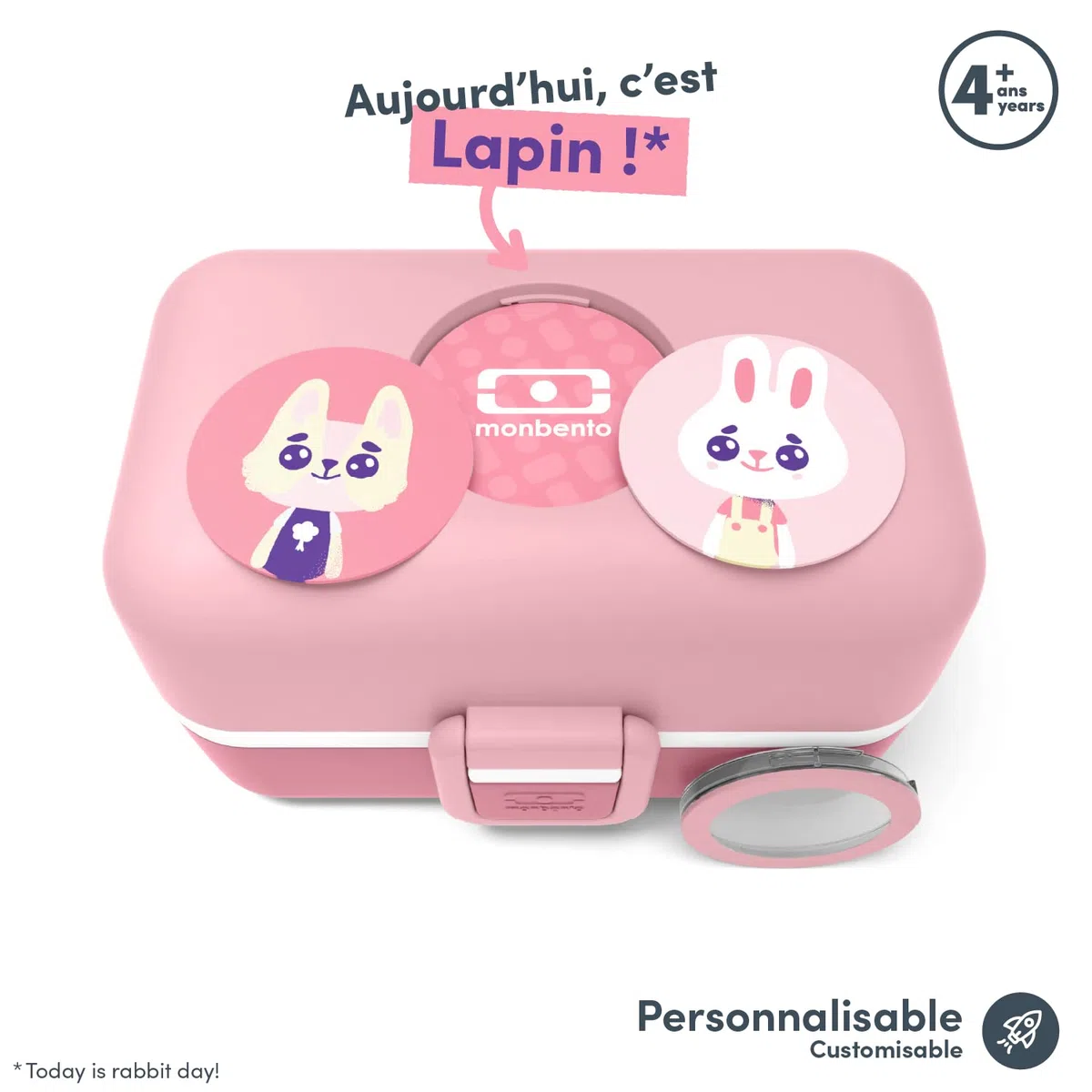 monbento - MB Tresor Blush Fiambrera infantil rosa - Lonchera para niños 3 Compartimientos - Caja merienda - Bento box sin BPA - segura y duradera
