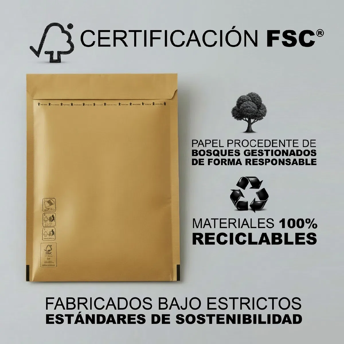 TIENDA EURASIA – Pack de Sobres Acolchados | Kraft Marrón Claro | Interior con Burbujas | Cierre Auto-Adhesivo | Sobres para Envíos Seguros y Protección de Productos (Pack 100 Uds - 220x265 mm)
