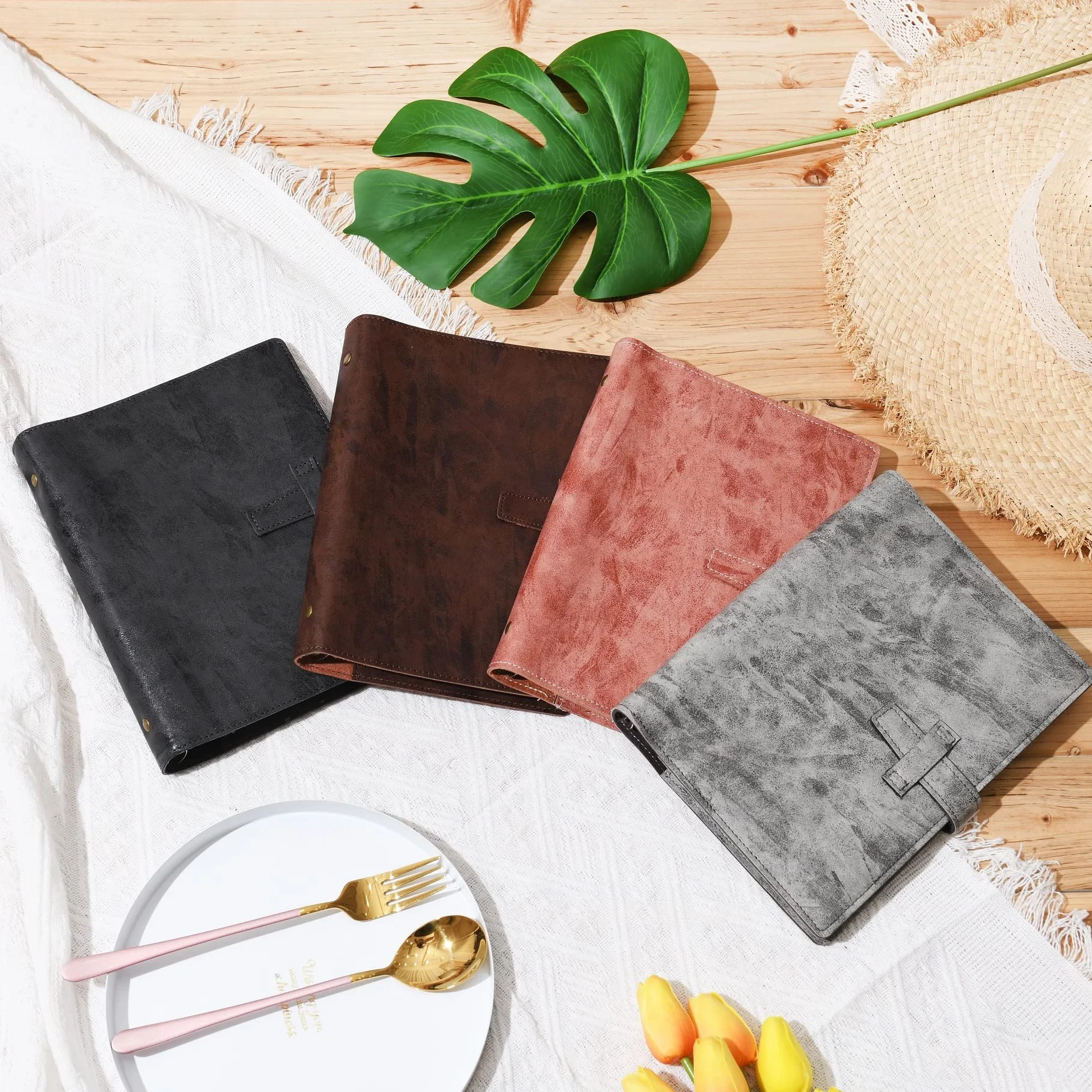 Wonderpool Carpeta de Cuero A5 6 Anillas Papel Punteado Organizador Recargable Cuaderno de Escritura y Funda con Múltiples Bolsillos Para Viajes de Estudio de Negocios (A5, Gris)