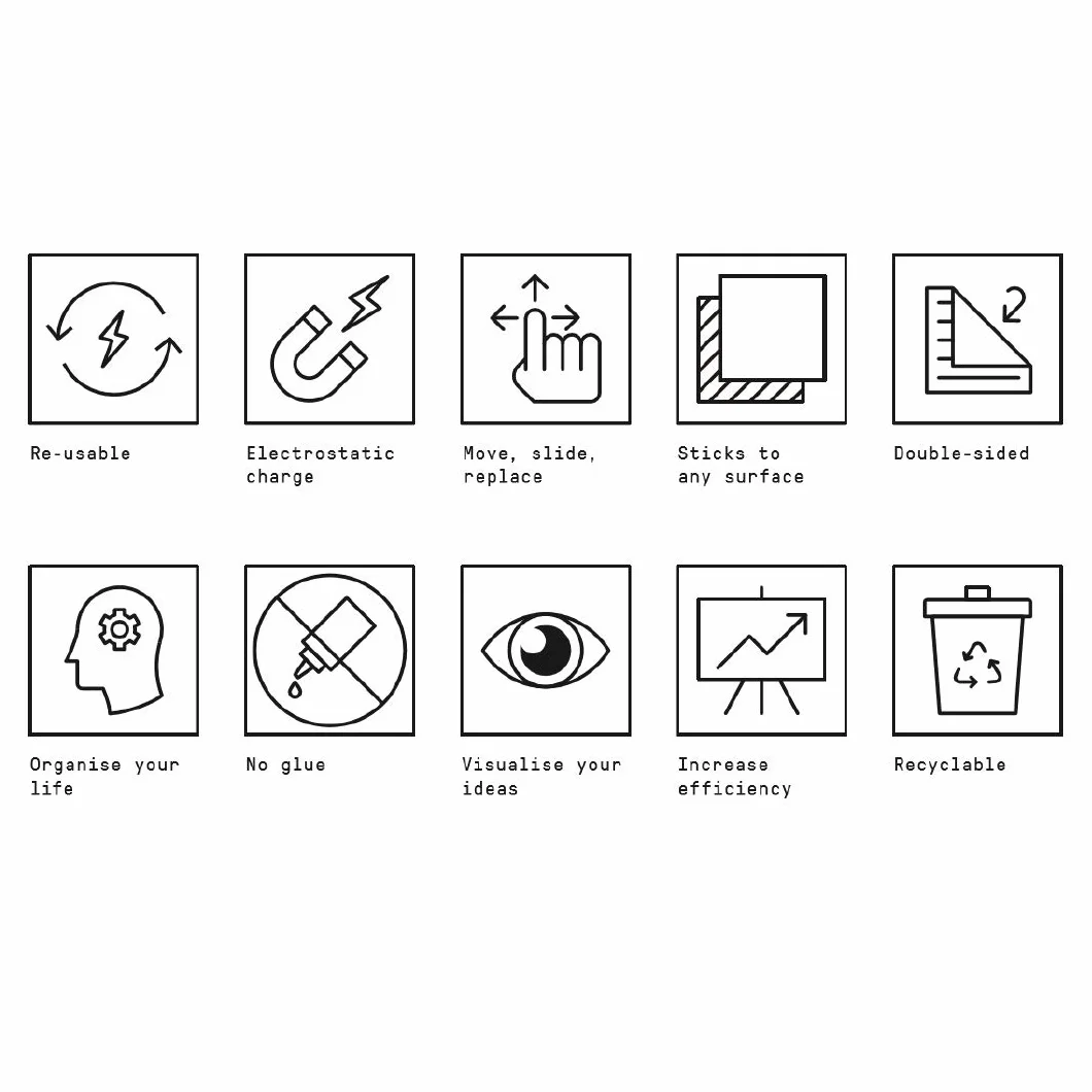 Innox Pizarras electrostáticas autoadhesivas Whiteboard DIN A1 Tubo 20 unidades