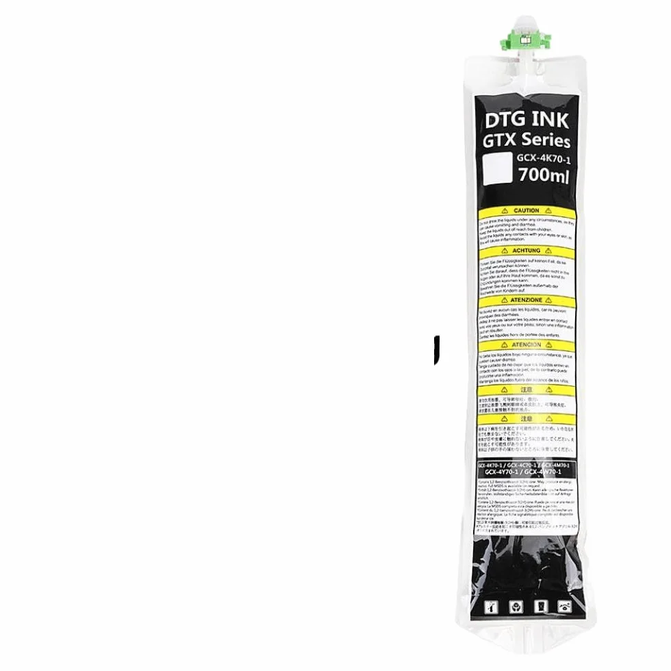 700ml Bolsa de Tinta DTG Tinta GTX con Tinta Blanca de Pigmento Textil único Compatible con impresoras GTX-422 GTX-423 GTXPro Series(White)