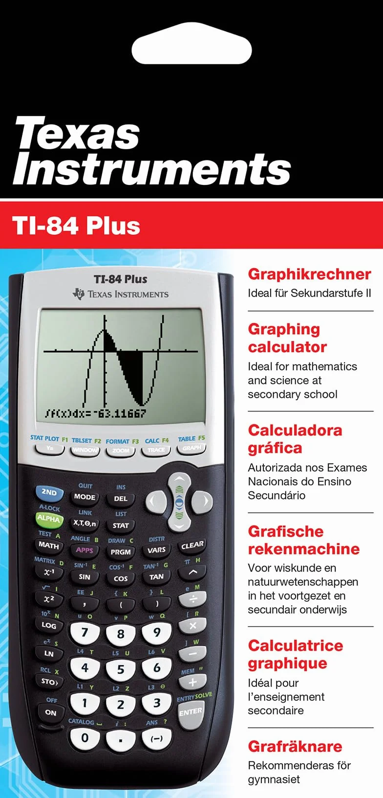 Texas Instruments TI-84 Plus - Calculadora gráfica (8 líneas, Memoria, Vistas 2D), Color Azul Oscuro