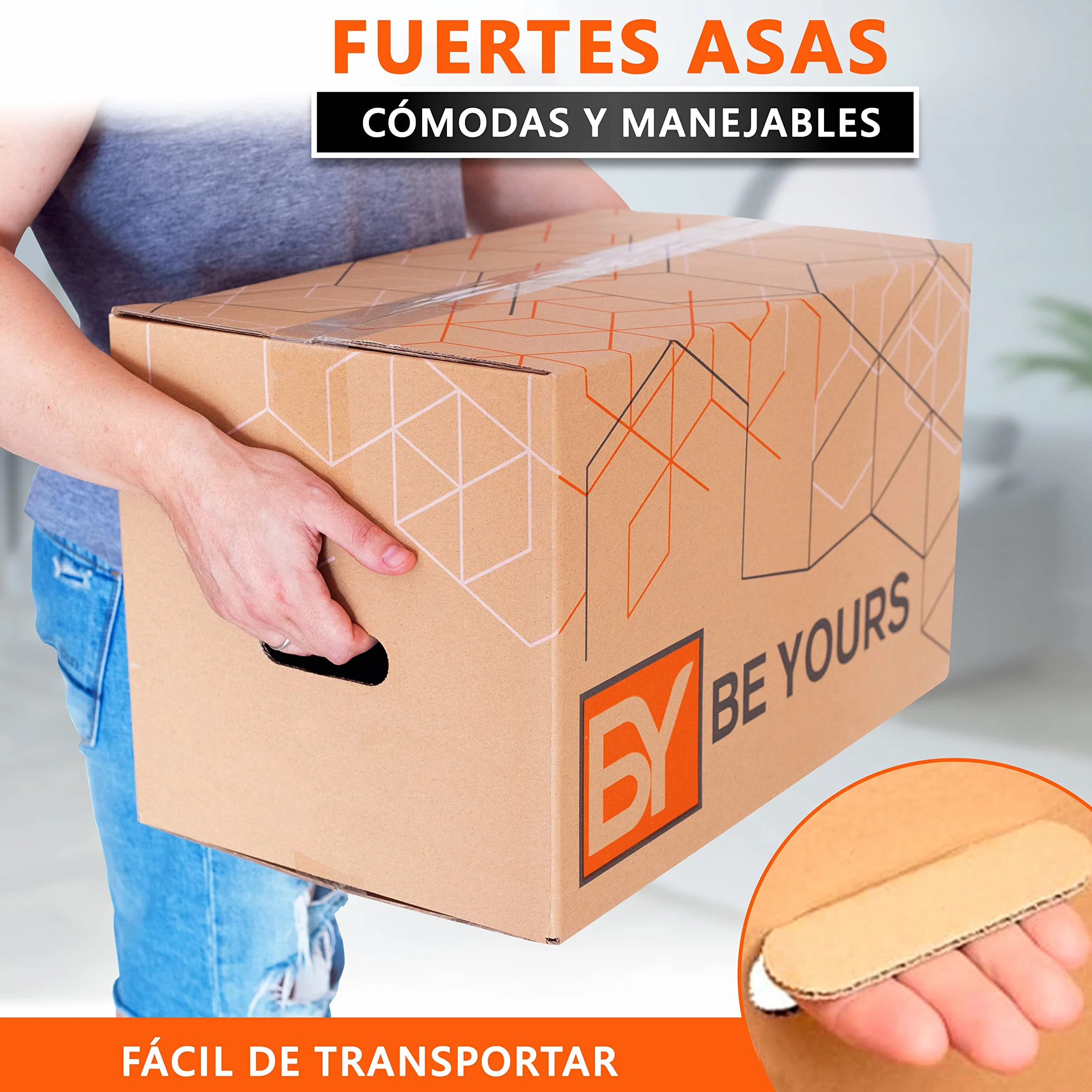 Cajas de Cartón para Mudanza 60x40x40 cm Canal Doble Reforzado Cinta Adhesiva Incluida 100% Reciclado Fabricado en España
