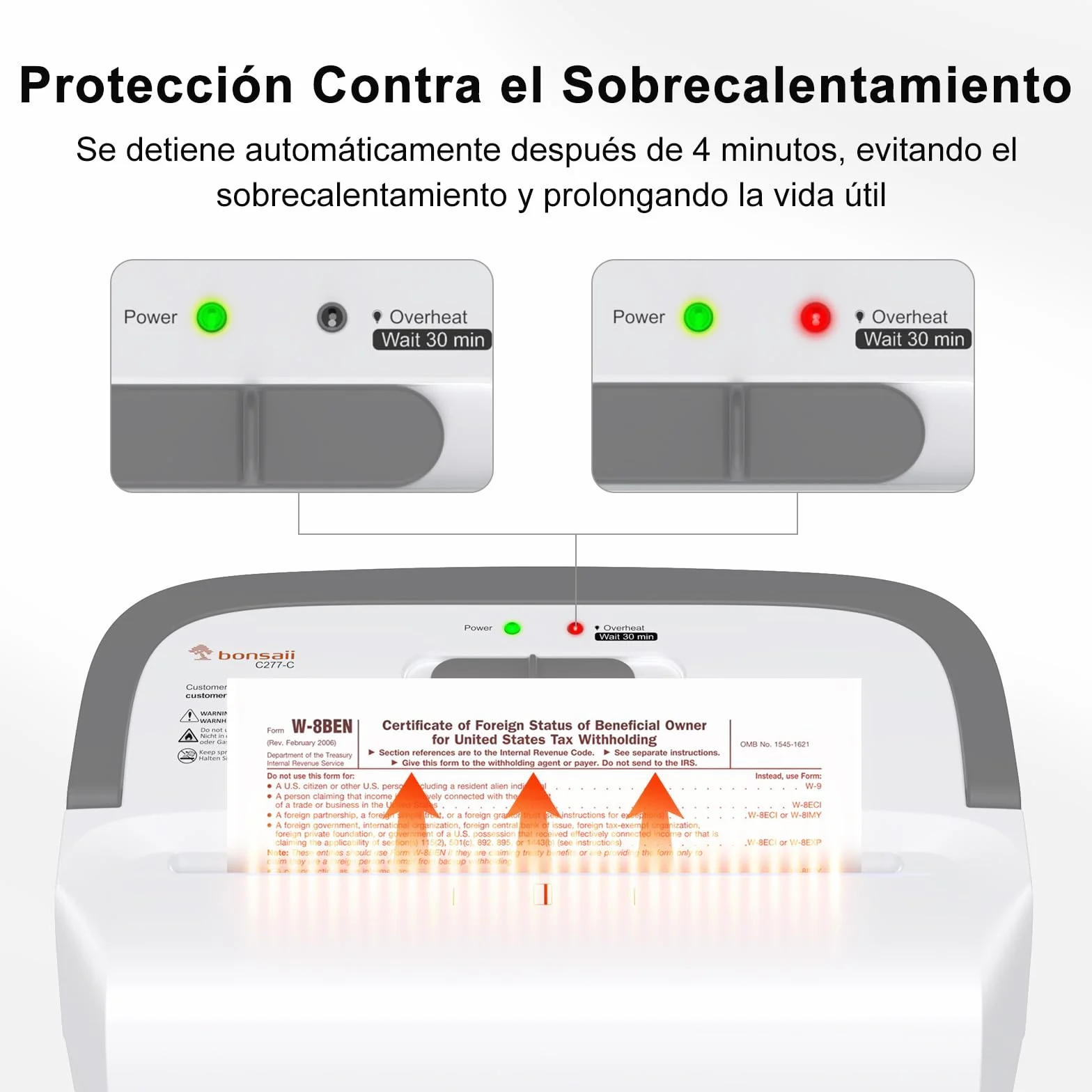 Bonsaii Destructora de Papel, Trituradora de 8 Hojas, Corte en Cruz P-4 (5x18mm), Destruye Tarjetas de Crédito, Grapas, Sobrecarga Protegida, Contenedor 13L para Oficina y Casa, C277-C