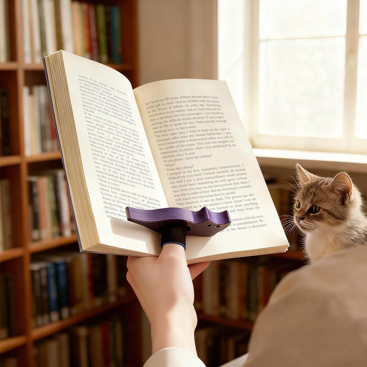Marcapáginas de gato con soporte para páginas de pulgar, soporte para bolígrafos y marcador magnético de gato, marca de libro de metal para leer, accesorios de libros como regalos para amantes de los