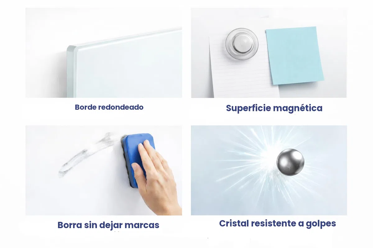 CRISTALIUM Pizarra Magnética Blanca Extraclara, Vidrio Templado - Incluye Accesorios y Kit de Montaje -150x120