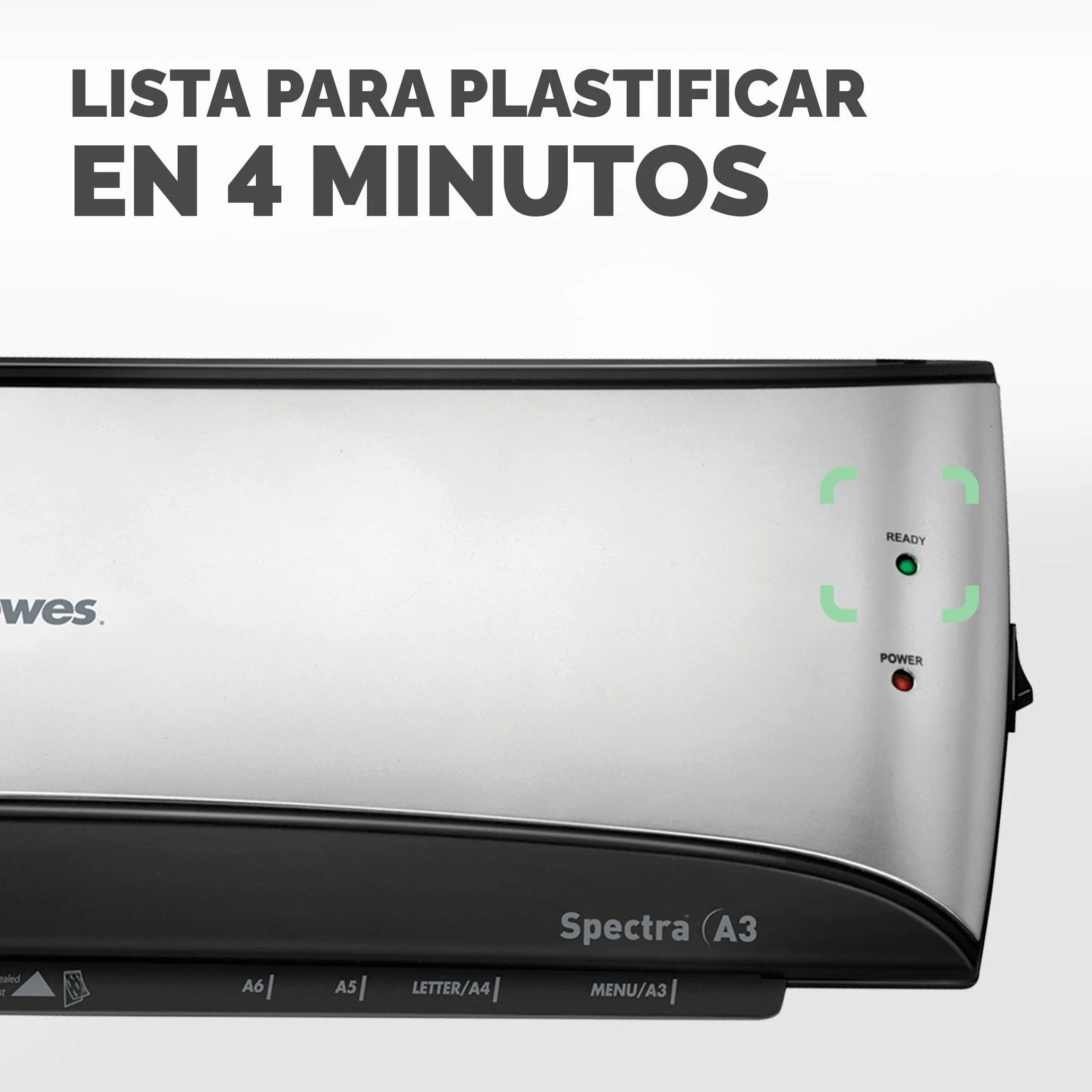 Fellowes Spectra A3 - Plastificadora de documentos, 80-125 micras, para uso ocasional, libre de atascos, color negro y plateado, 10 fundas de plastificar gratis