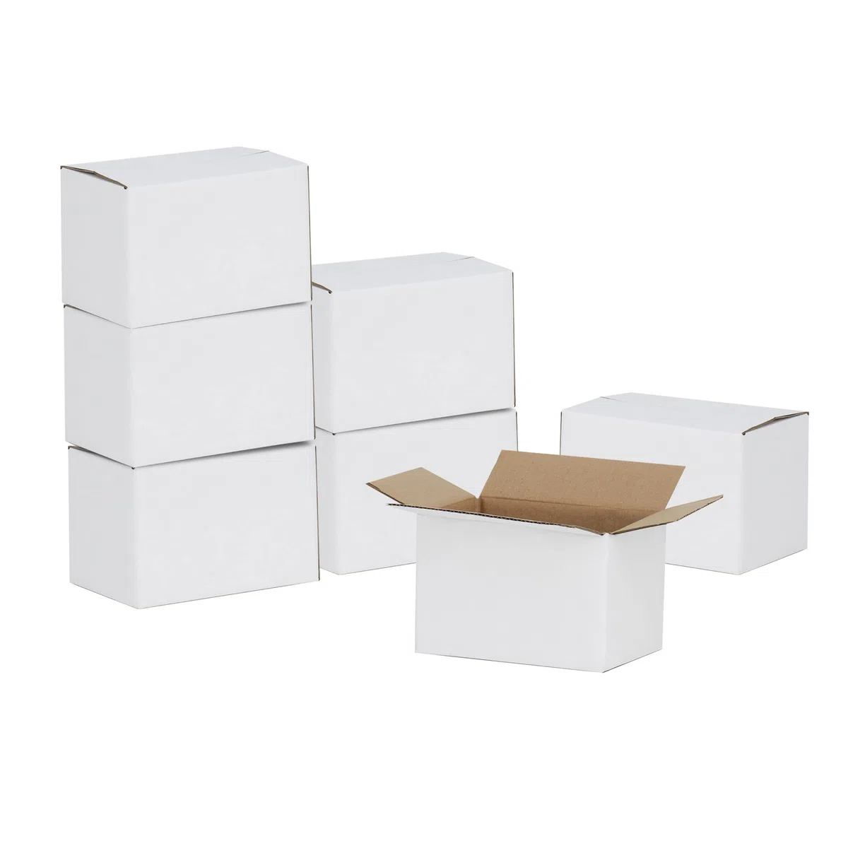 Cajas de envío 6x4x4, paquete de 50, cajas de cartón corrugado Kraft pequeñas para embalaje de correo, blanco