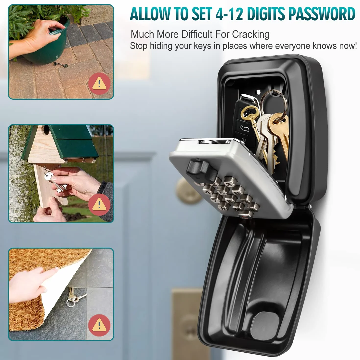 Cajetin Llaves con Codigo Grande Caja Seguridad Llaves Exterior 12 Dígitos Impermeable