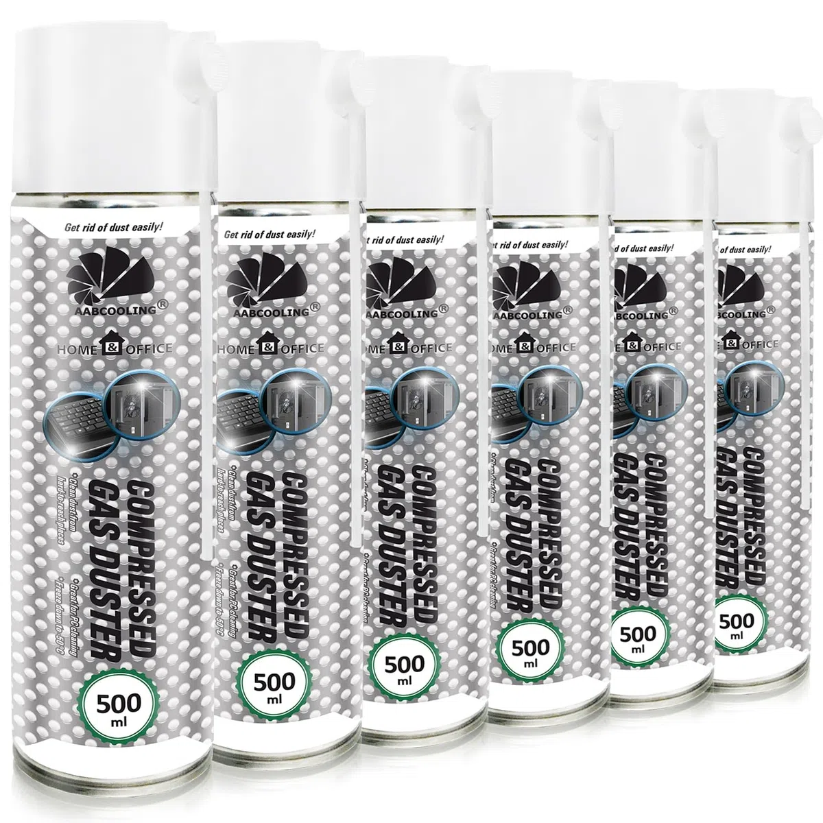 AABCOOLING Home&Office Aerosol de Aire Comprimido 6x500ml – Eliminación de Polvo, Soplador para Ordenadores, Impresoras y Otros Equipos Electrónicos