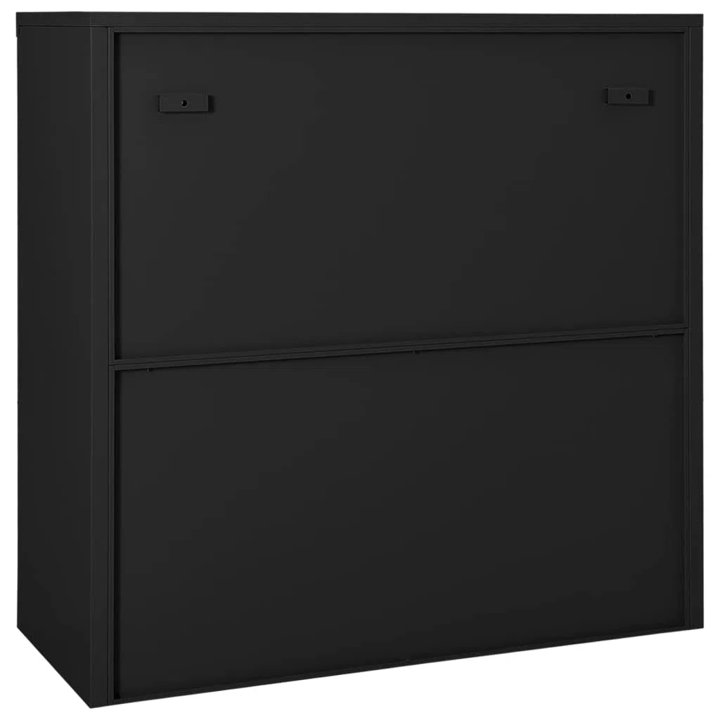 Armario con puertas correderas, armario, armario de almacenamiento con cerradura, armario de oficina, color antracita, 90 x 40 x 90 cm, acero