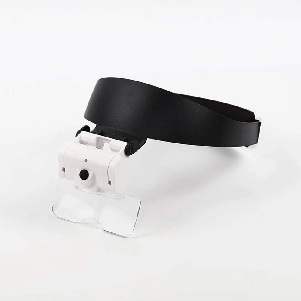 Lupa, visera manos libres para la cabeza de 1,0 x a 3,5 x dobladillo con 5 lentes desmontables montados en la cabeza, 2 lupas con iluminación LED para lectura, lupa de joyería, reloj y electrónica