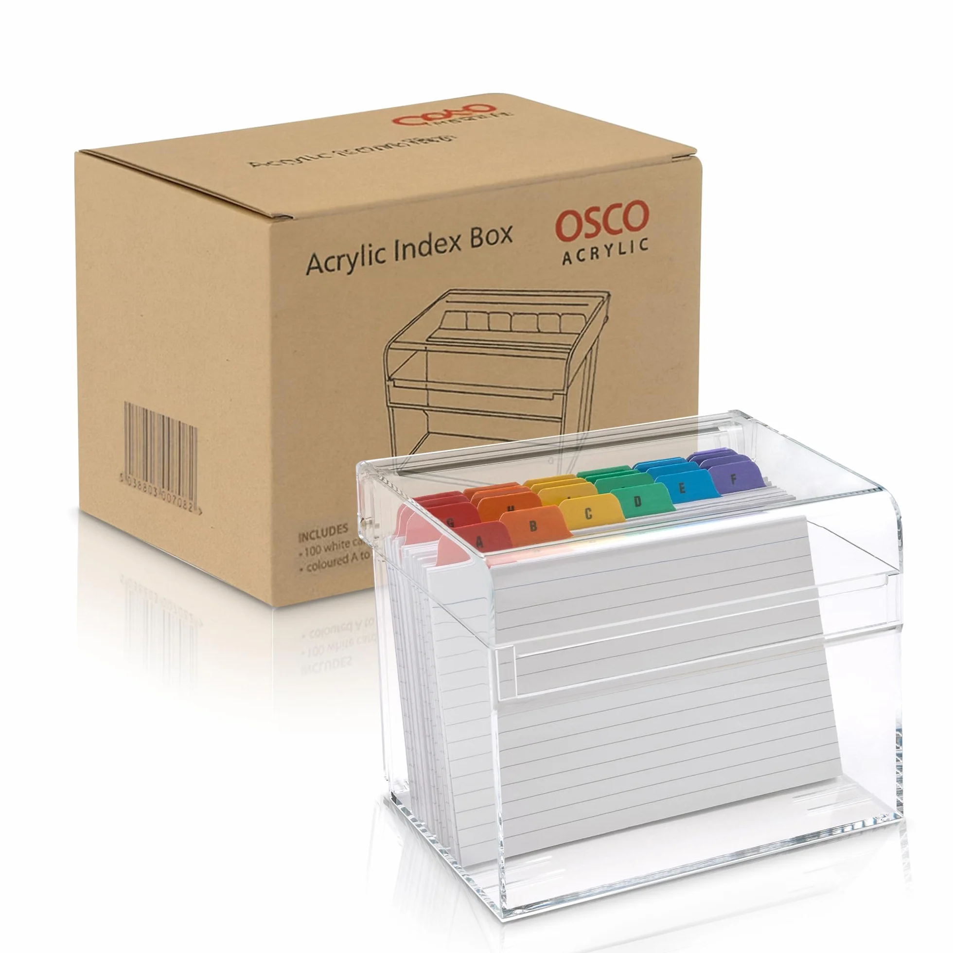 OSCO Caja de índice de acrílico, transparente (pequeña), 5 x 3 pulgadas