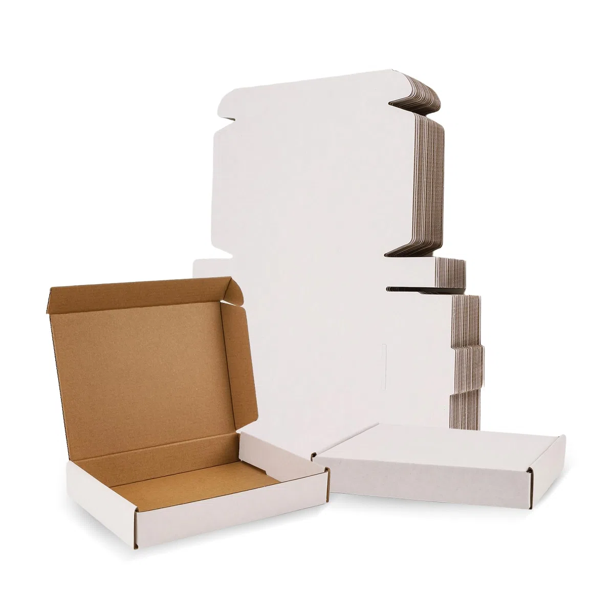 BIOBROWN Cajas de cartón corrugado blancas para pequeñas empresas, comercio electrónico y envoltorio de regalo, 18 x 13 x 2,5 cm (50 unidades)
