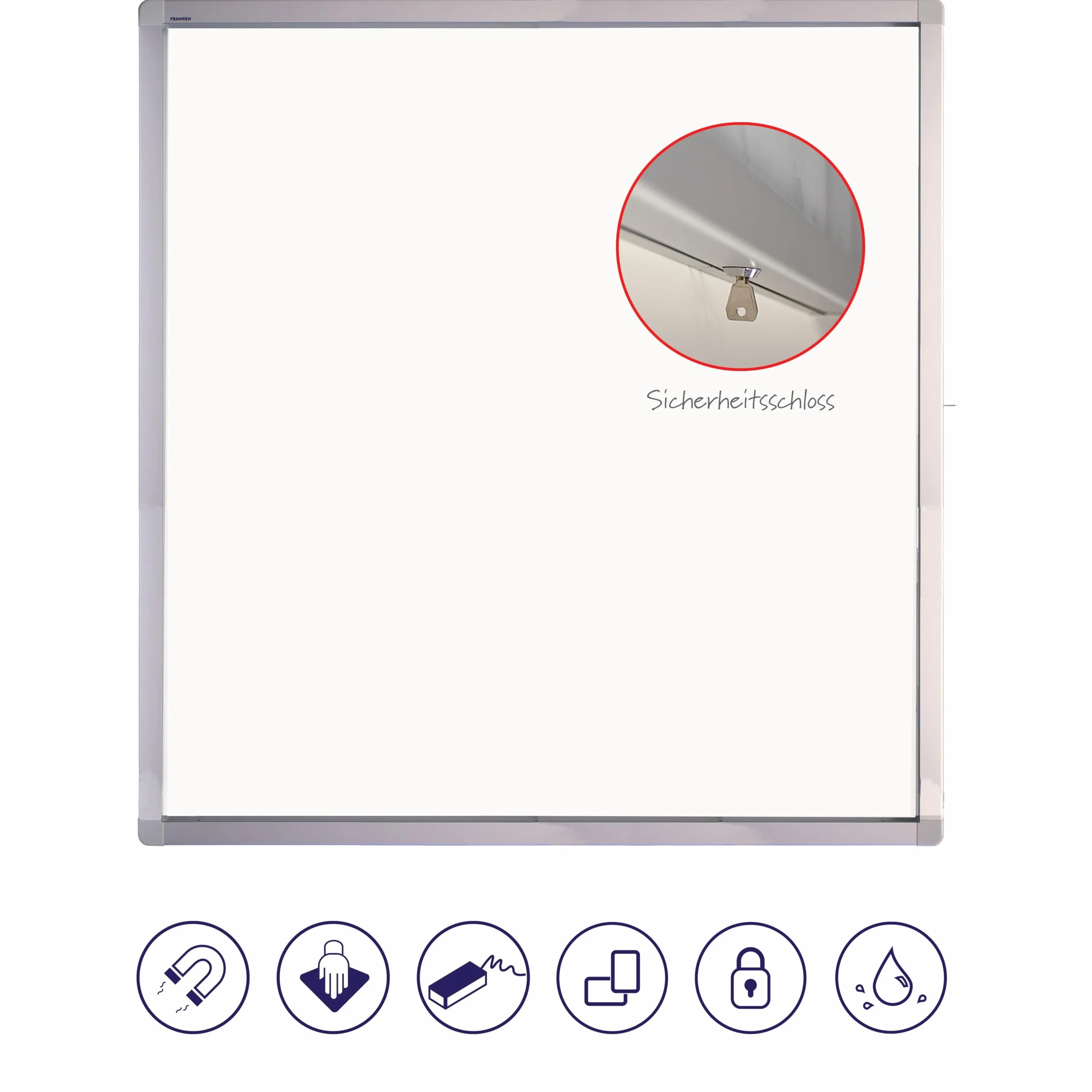 Franken SK4SE - Vitrina para 4 documentos A4 (magnética, puertas correderas, 53 x 70,4 x 4,5 cm), color blanco