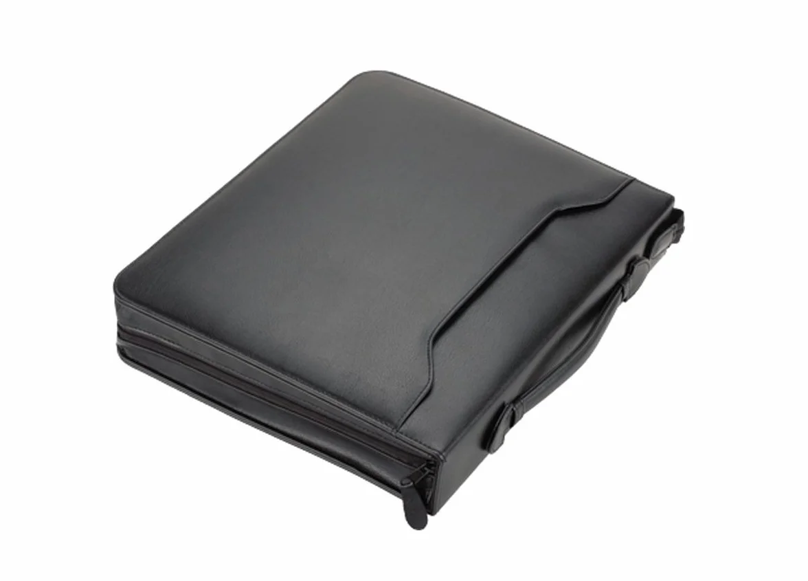 Alassio 30025 - Agenda de piel ecólogico (4 anillos, soporte para bolígrafos y tarjetas), color negro