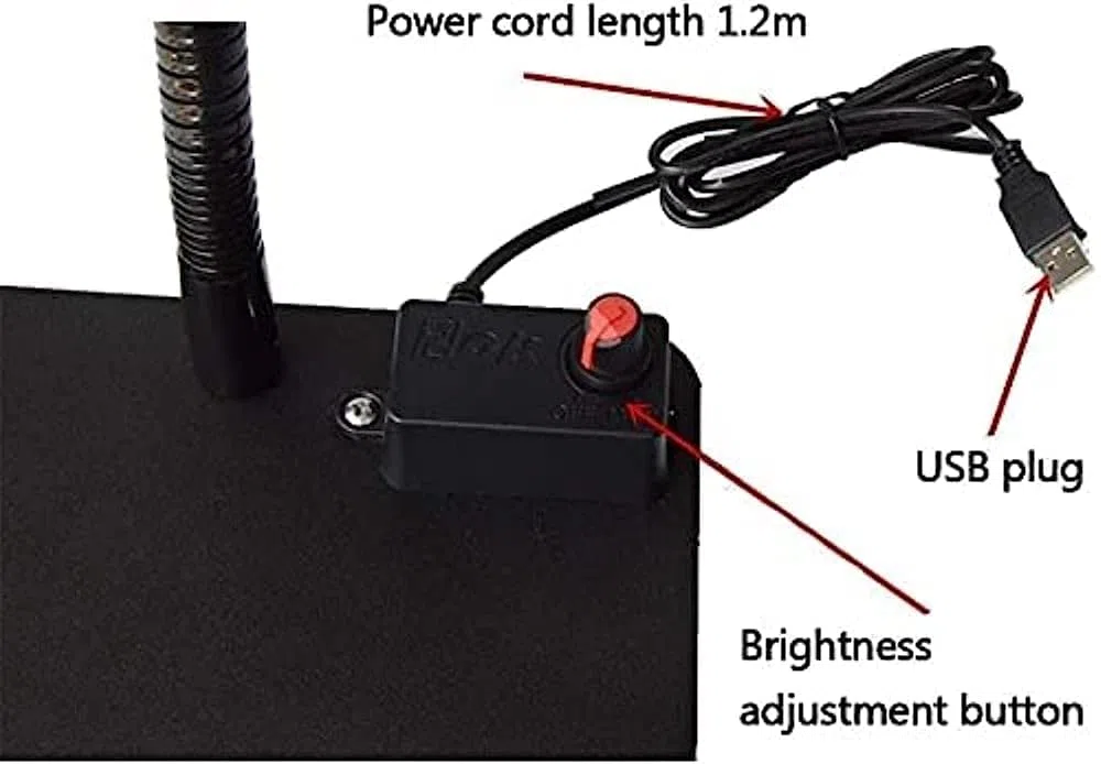 Lupas, Lámpara de Aumento LED de Escritorio Brillo Ajustable Manguera de Curva Flexible Mantenimiento Lectura Iluminación Lupa/10* Vision