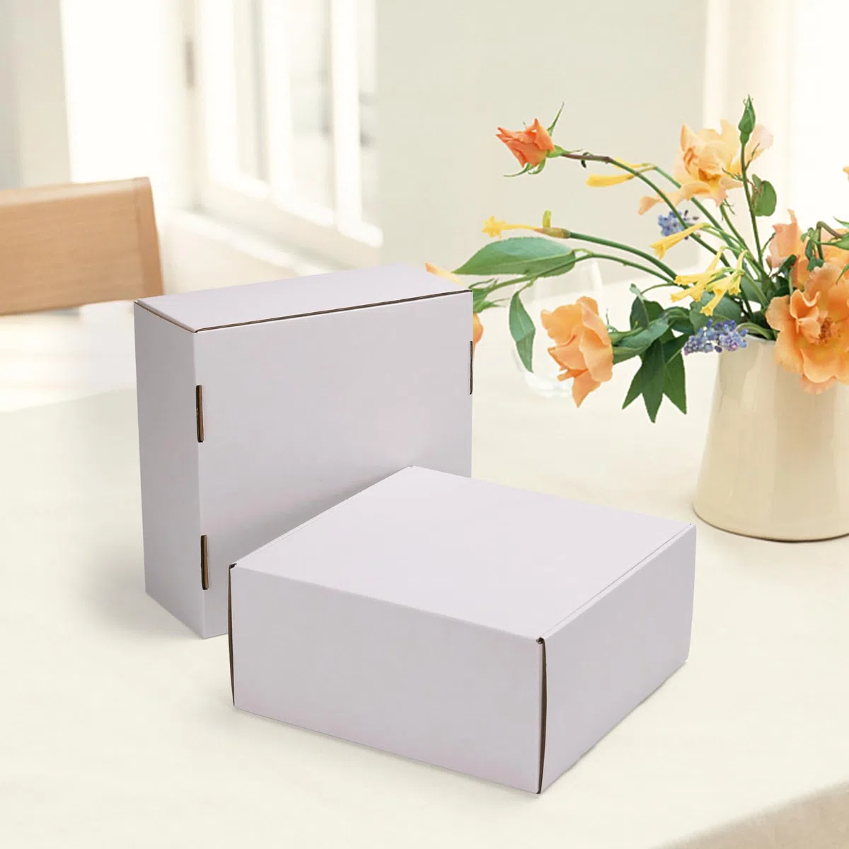 HORLIMER Juego de 25 cajas de envío de 22,8 x 22,8 x 10,16 cm, cartón corrugado blanco