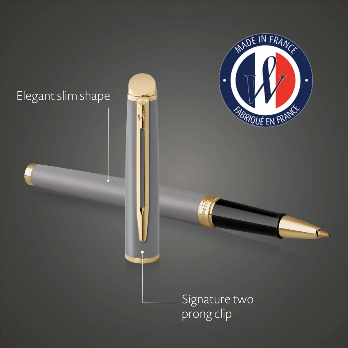 Waterman Hémisphère Pluma estilográfica | La Edición Discreta | Gris piedra | plumín mediano de acero inoxidable | estuche de regalo