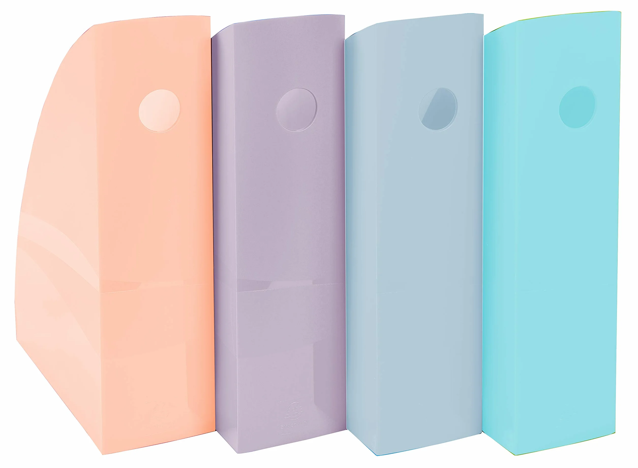 Exacompta 18296SETD - Juego de 4 revisteros neutros en formato A4 +, estable y de gran capacidad - 266x305x328 mm - MAG-CUBE - Pastel brillante
