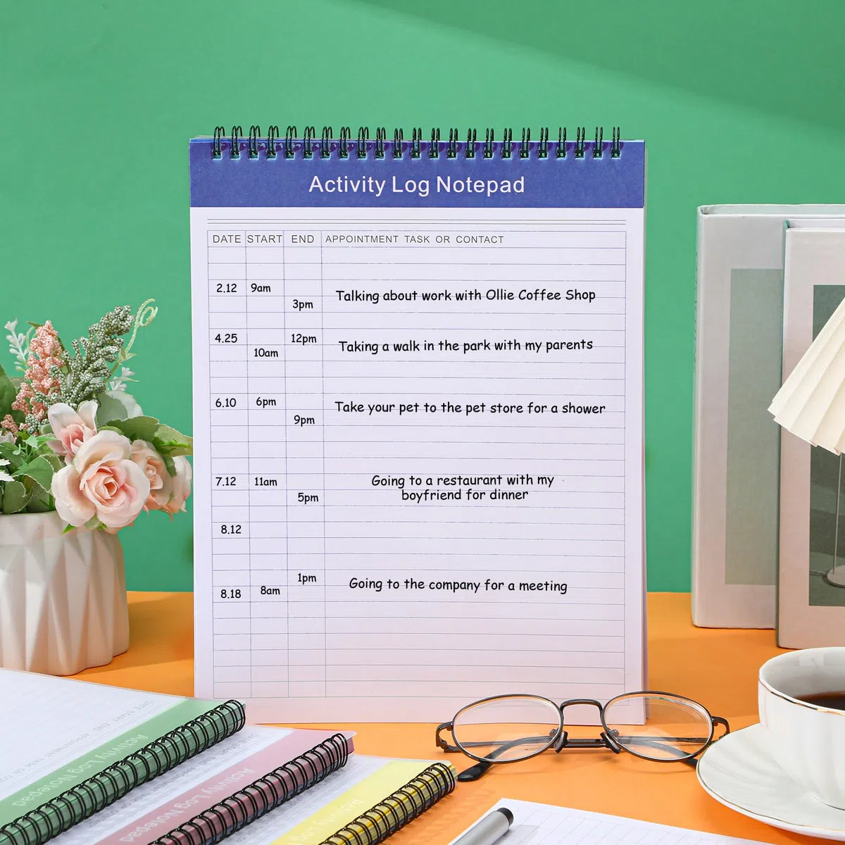 Kisston 4 bloc de notas de actividad diaria de 8.5 x 11 pulgadas, cuaderno de planificación de tareas diarias, cuaderno de planificación, cuaderno de registro encuadernado en espiral para el trabajo,