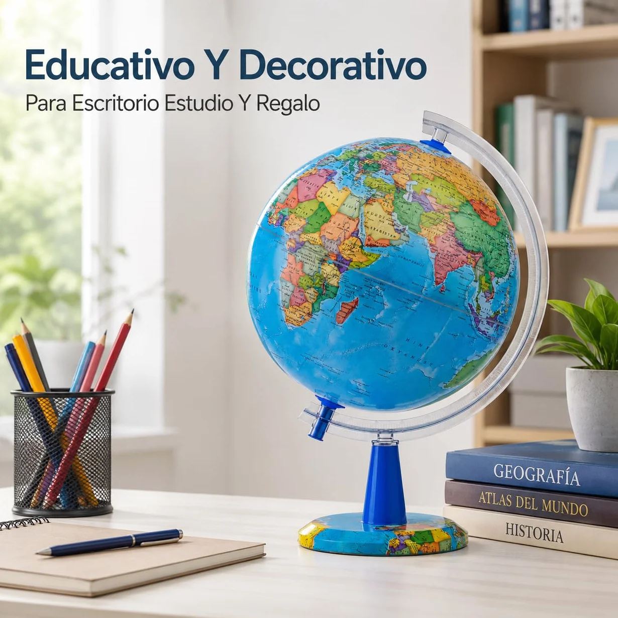 Globo Terráqueo Iluminado 20 cm Mapa Español USB Con Pines | Luz LED USB Type C Base Gráfica 20 Pines Extraíbles Para Escritorio Escuela Habitación Y Regalo Educativo
