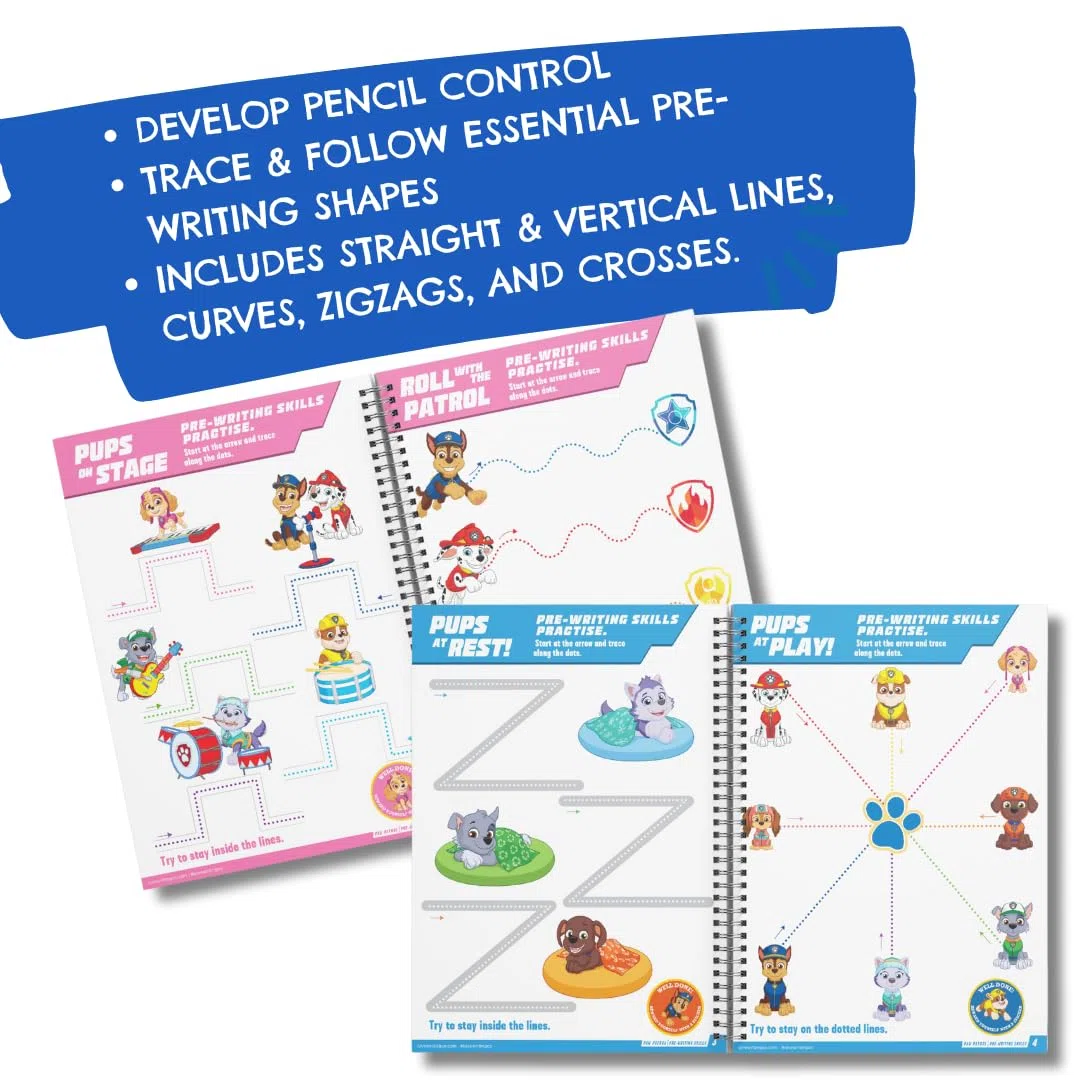 Paw Patrol My First Pre-Writing Skills Libro de actividades | Primeros pasos de escritura a partir de 2 años | Construye control de lápiz | Habilidades de preescritura | [encuadernado en anillo] 52