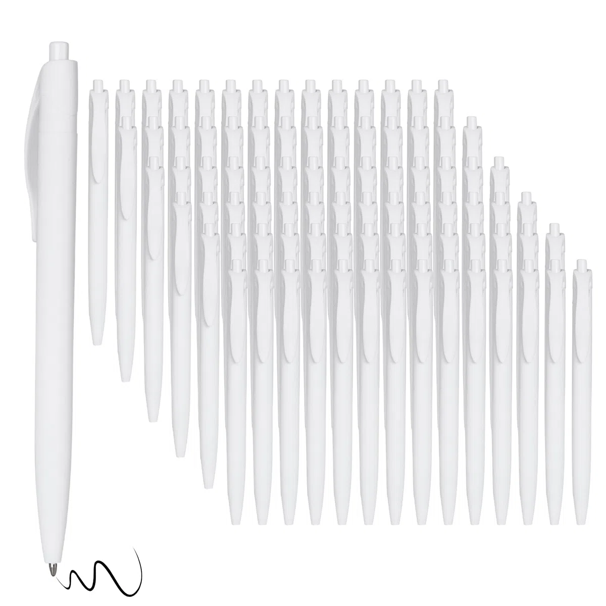 Bolígrafos, paquete de 100 bolígrafos (tinta negra), bolígrafos a granel, barril blanco, bolígrafos de clic para oficina, hogar y escuela, bolígrafos retráctiles, punta media, 1.00 mm