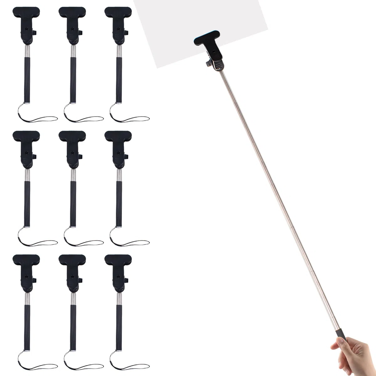 10 soportes de mano ajustables para carteles, de acero inoxidable, de 7.9 a 37 pulgadas, soporte para cartelera, soporte para cartelera, soporte para cartelera, guía turística, soporte para