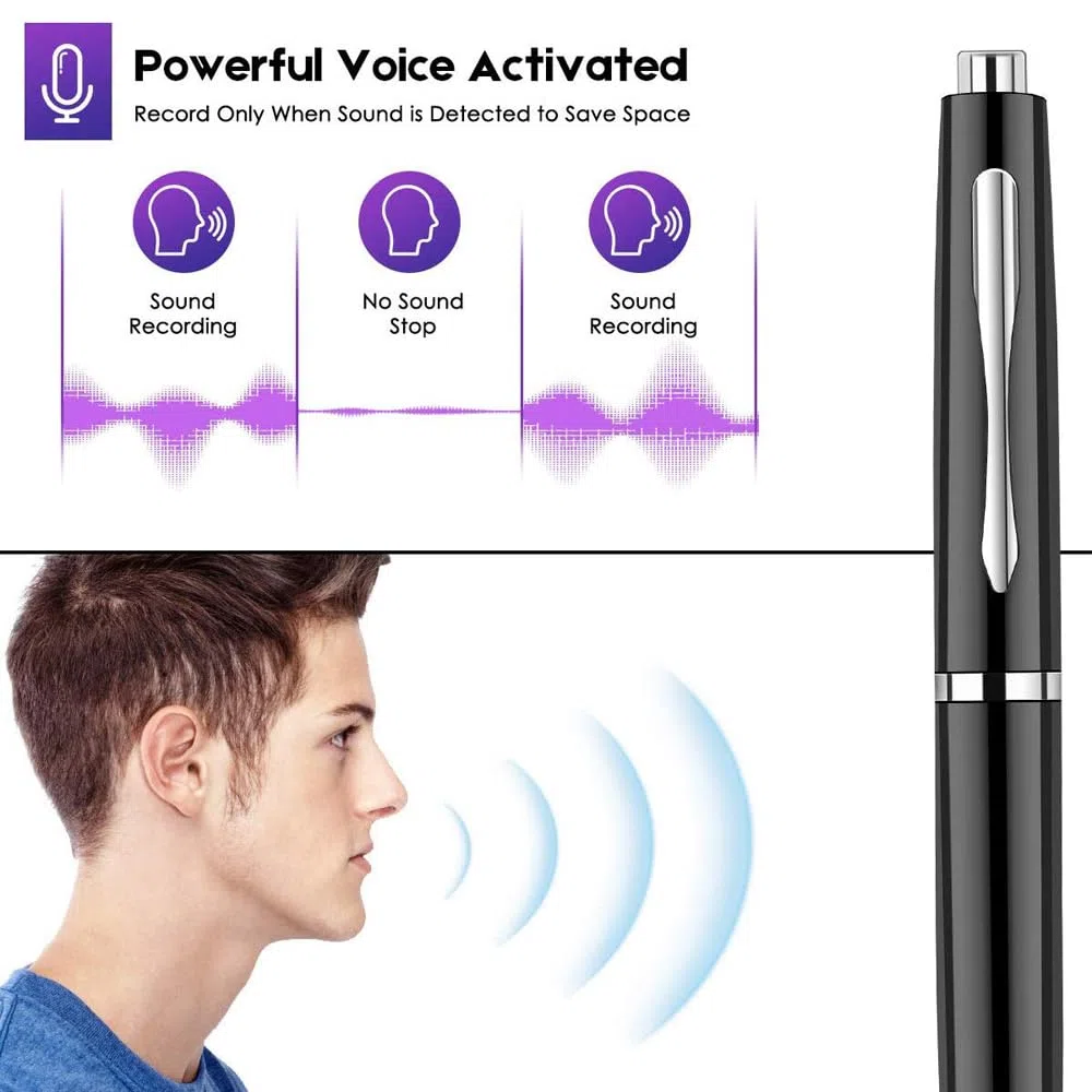 Grabadora de voz digital de 64 GB, batería de 48 horas, reducción de ruido, activación por voz, indicador de grabación visible, grabadora de audio recargable para conferencias, reuniones