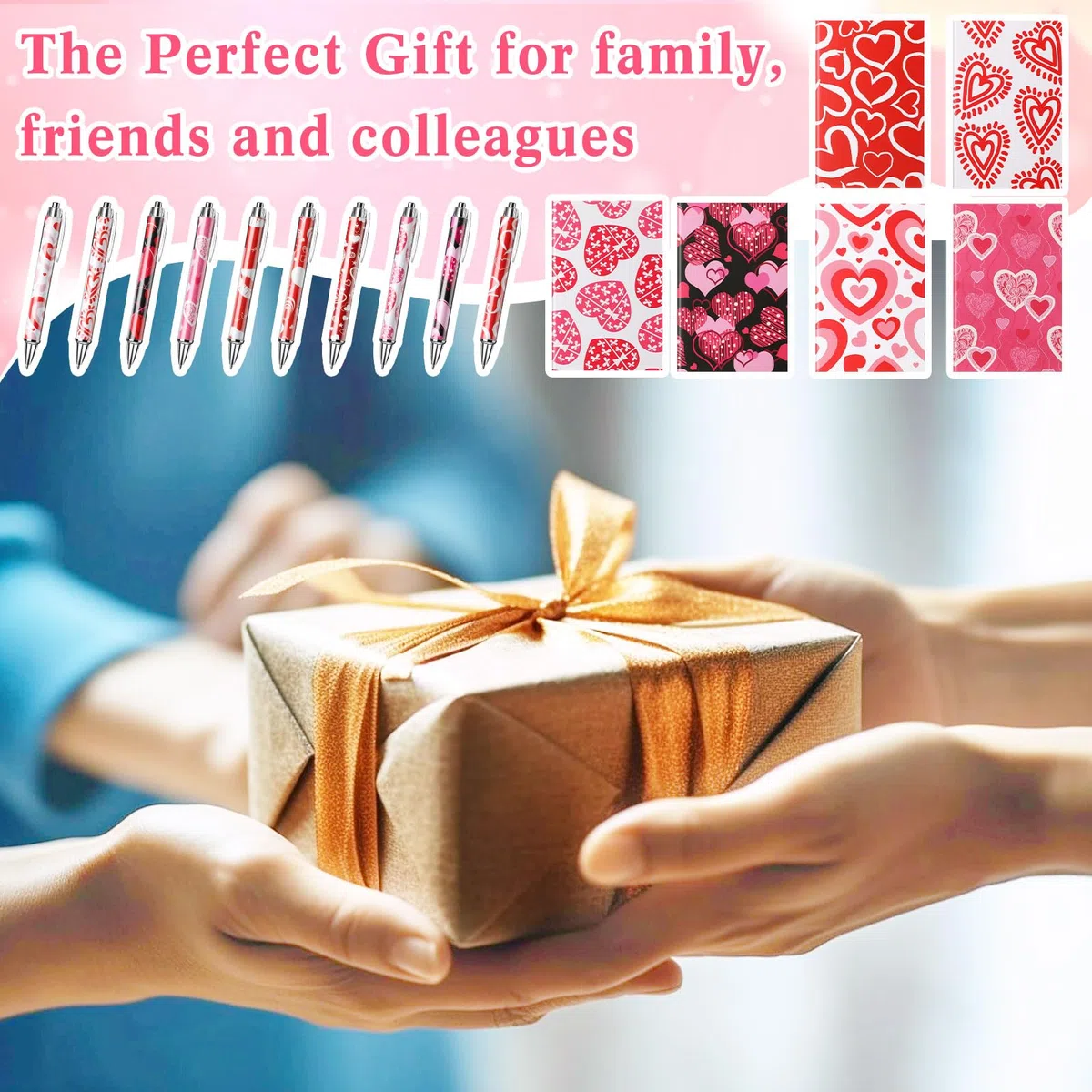 Skyygemm 120 piezas de regalos temáticos para el día de San Valentín incluyen 60 cuadernos coloridos de 4.92 x 3.15 pulgadas, diarios pequeños, blocs de notas a granel, 60 bolígrafos de tinta negra