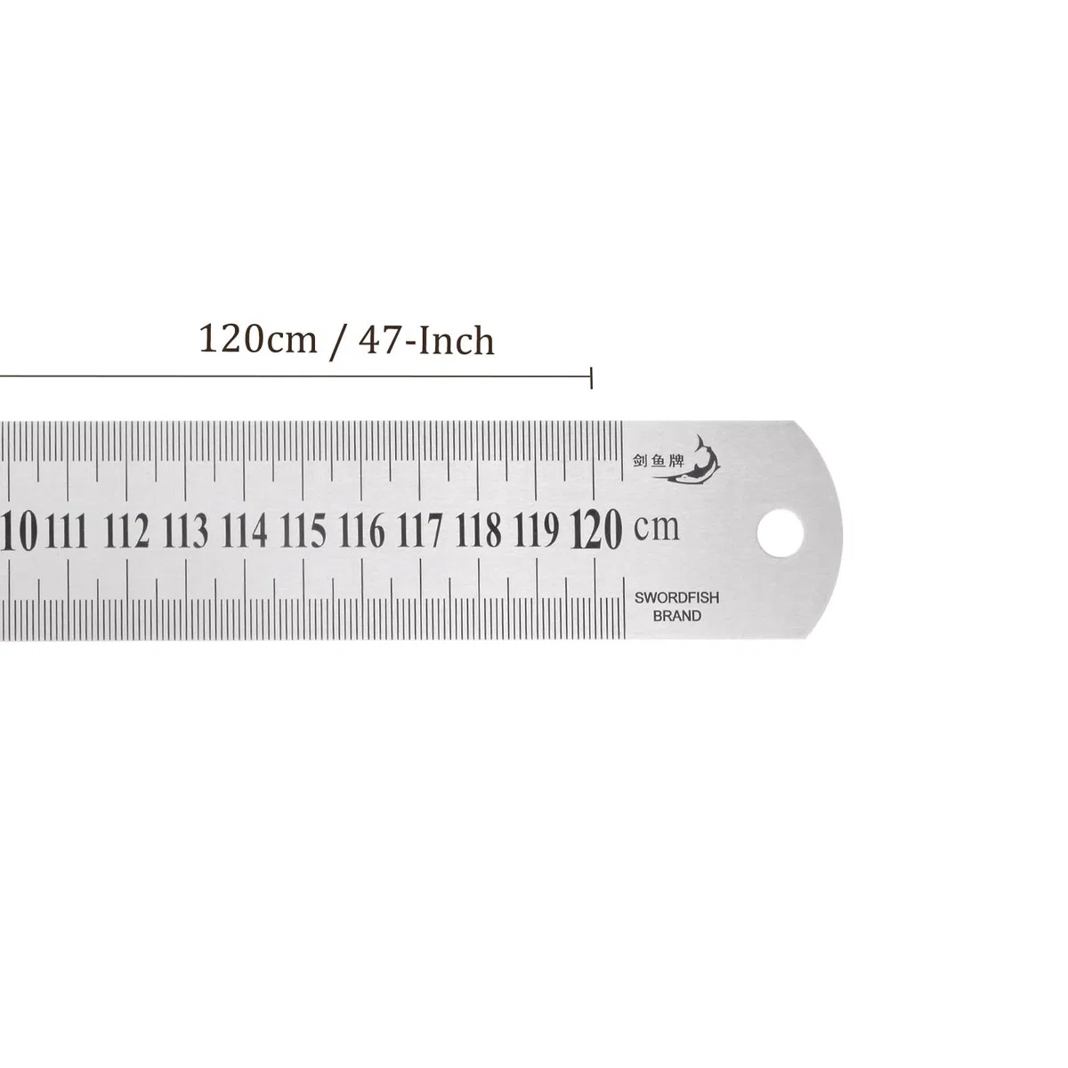 Regla de Acero Inoxidable - [120 Cm/47"X 1/20"X 1-1/2"] Herramientas de Medición de Borde Recto de Doble Lectura para Uso En Diseño Arquitectónico | Tono Plateado
