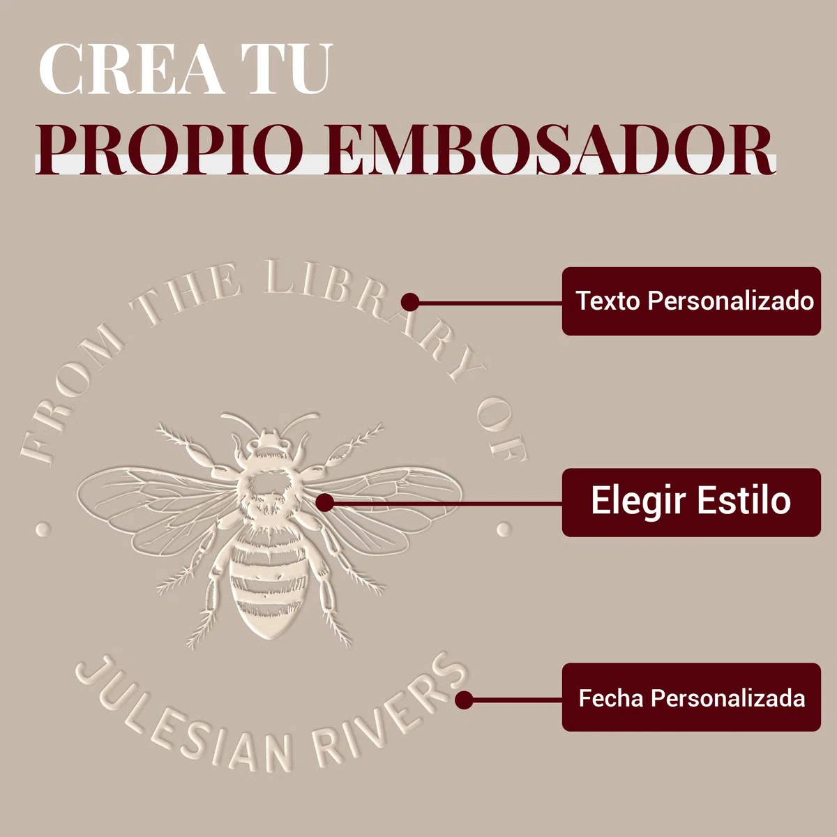 Easycosy Sello Libros Relieve Personalizado, Boda Embosador de Libros Ex Libris Personalizado, Sello en Relieve Personalizado con Nombre, Embosser para Libro