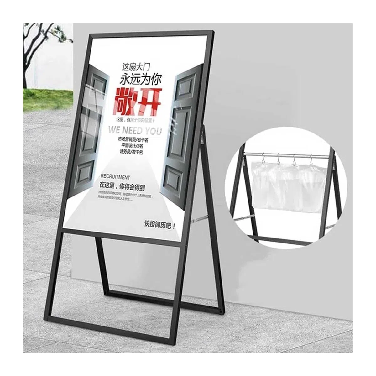 Soporte De Pie Para Carteles Un Cartel De Marco Tablero Sándwich Resistente, Cartel De Acera, Soporte For Carteles, Cartel De Acera Plegable Portátil Al Aire Libre Con Marco En A For Exhibición De Car