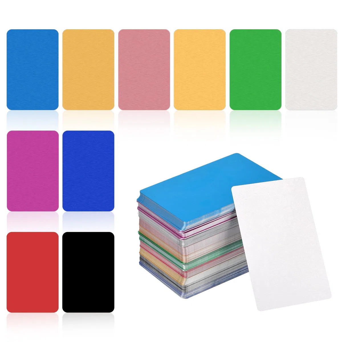 QUARKZMAN 300uds Tarjetas Visita Metal en Blanco Multicolor Aluminio para Grabado Laser Materiales 0.21mm Únicas para Tarjetas Nombre Bricolaje